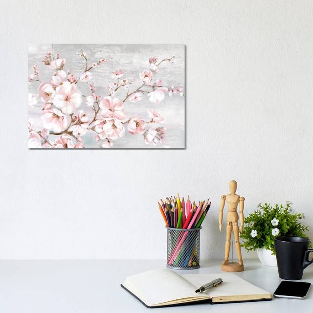 Spring Cherry Blossoms I by Eva Watts - Wrapped Canvas Painting Print (20.32 cm H x 30.48 cm W)