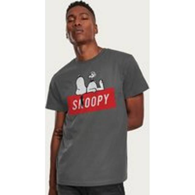 Red Block Text Peanuts T-Shirt - Dark Grey