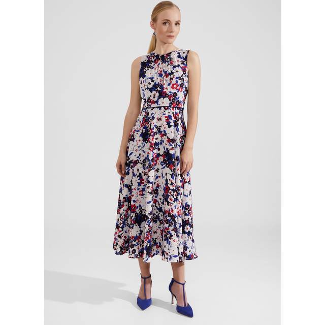 Hobbs Carly Floral Print Midi Dress, Navy/Multi