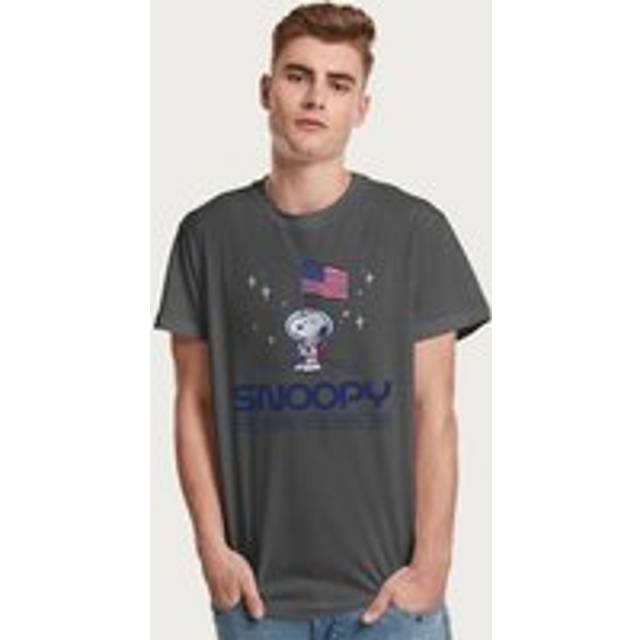 Snoopy Moon Landing Planting Flag Peanuts T-Shirt - Dark Grey