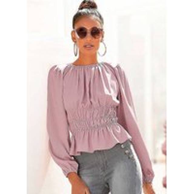 LASCANA Long Sleeved Ruffle Blouse - Transparent