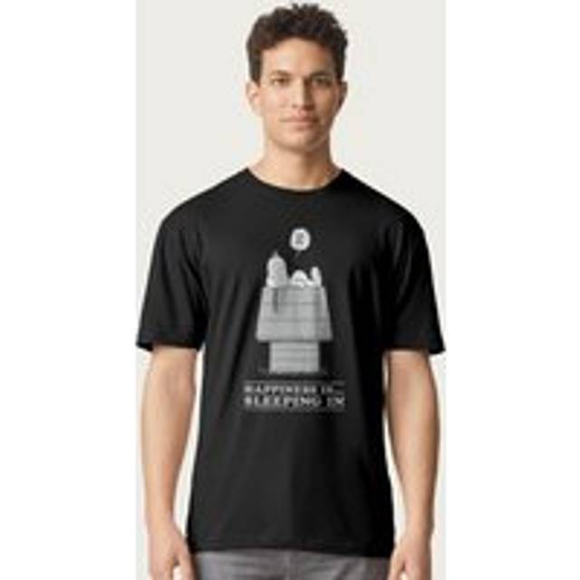 Happiness Is Sleeping In Snoopy Peanuts Fathers Day T-Shirt - Black
