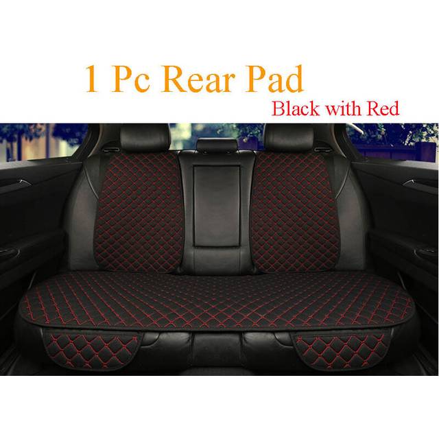 (1 rear black red) Flax Car Seat Cover Protector Universal Linen Front Rear Back Cushion