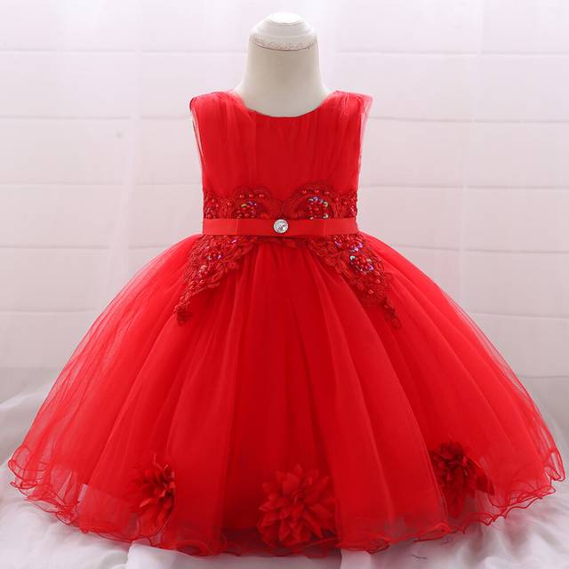 (Red, 1-2Years) Baby Kids Girls applique princess dress Party UK