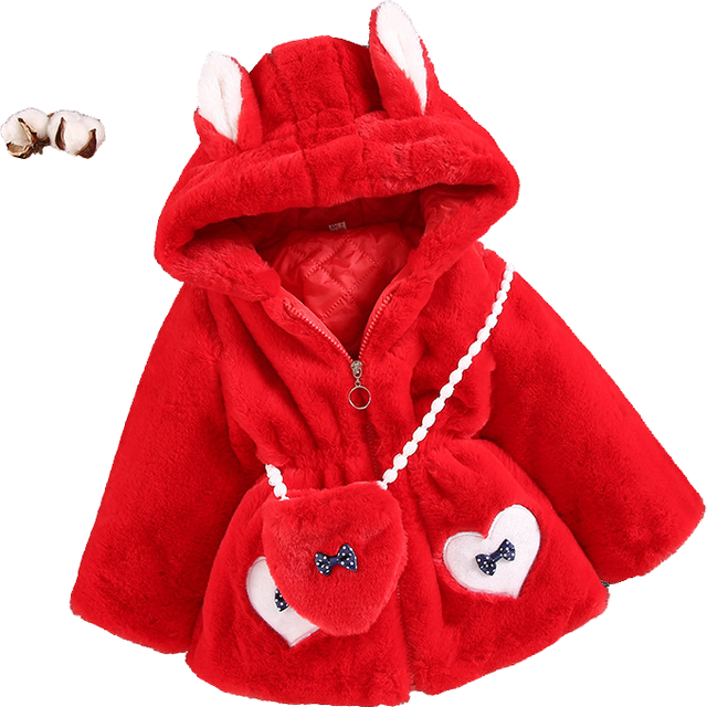 (Red, 3-4Years) Baby Kids Girls Furs Coats Padded Winter Jacket UK