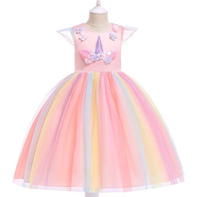(Peach, 2-3 Years) Unicorn Children Kids Girls Performance dresses UK