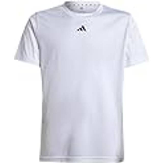 adidas Junior Boys Train Essentials T-Shirt - White, White/Black, Size 5-6 Years - 5-6 YEARS
