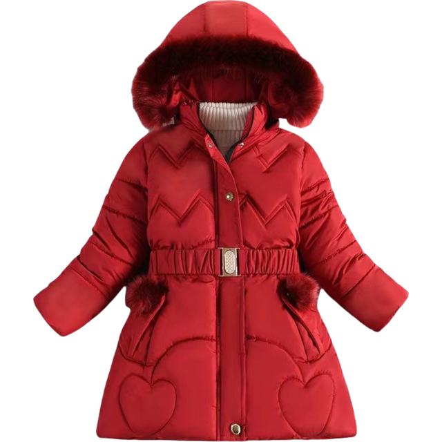 (Red, 4-5Years) Kids Girls Warm Hooded Parka Coat Jacket Hooded