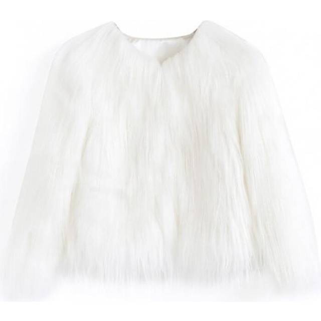 (White, 5-6Years) Kids Girls Short Fur Coat outwear Winter Jacket UK