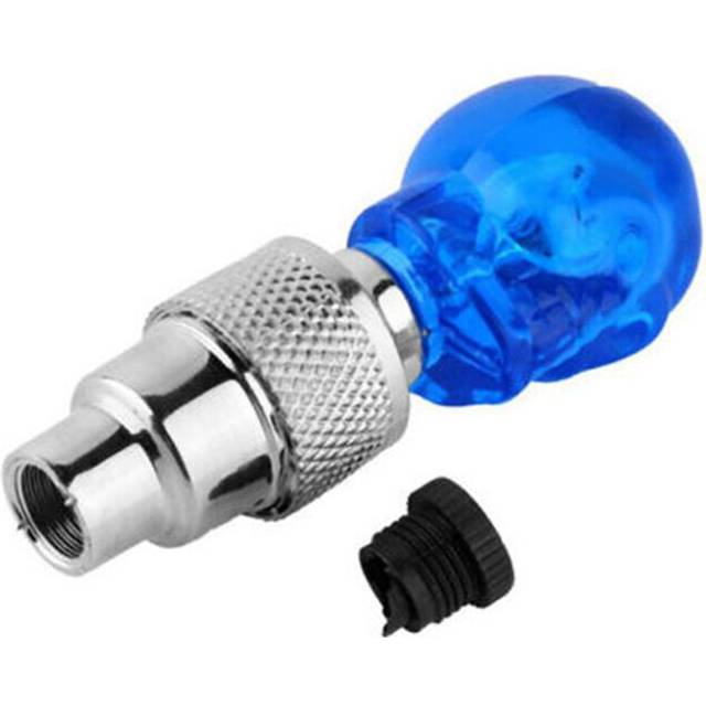 (a-Blue) 2pcs LED Light Skull Shape Valve Cap Wheel Tyre Lamp for Bike Motorbike Bicycle Accessories YS-BUY