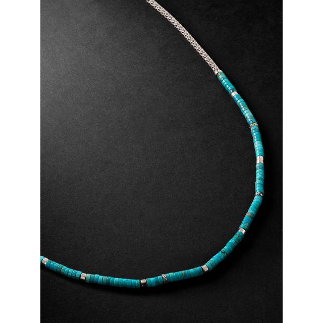 John Hardy - Heishi Silver Turquoise Beaded Chain Necklace - Men - Blue