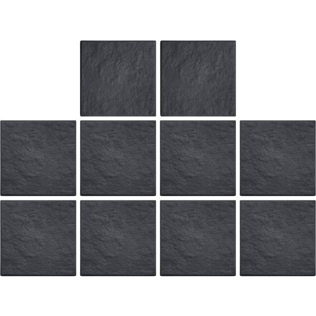 Square Stomp Stone Stepping Stone Grey Slate Recycled Rubber 30cm x 10