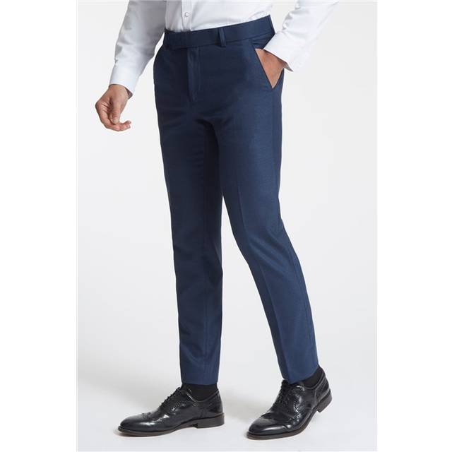 Antique Rogue Slim Fit Navy Blue Texture Men's Trousers - 46R