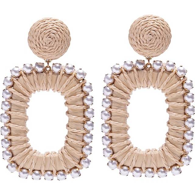 Carolina Herrera Raffia-Wrapped Chain Earrings