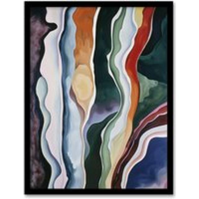 Soft Paper Tear Abstract Watercolour Framed Art Print - Multi - W12 inch x H16 inch