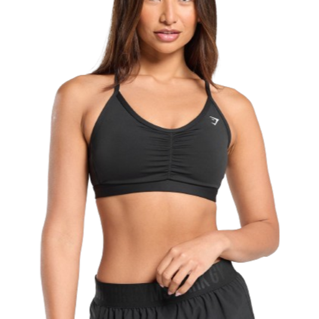 Ruched Sports Bra - Black