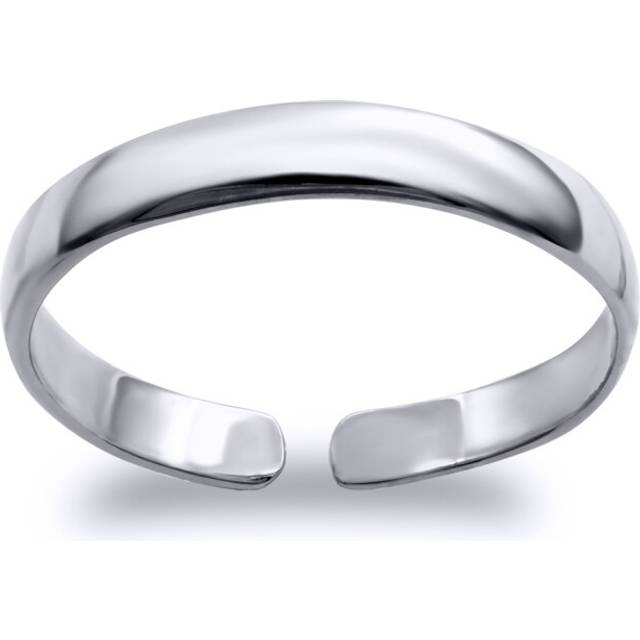 Jewelco London Ladies Solid 9ct White Gold D-Shape Band Toe Ring 2.5mm - JTR019