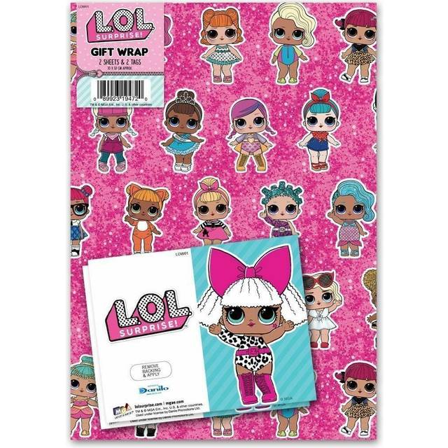 LOL Surprise Doll Wrapping Paper 2 Sheets & 2 Tags Gift Wrap
