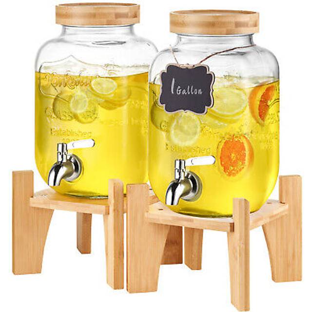 VEVOR Drink Dispenser 1 Gal Beverage Dispenser for Parties Glass with Stand