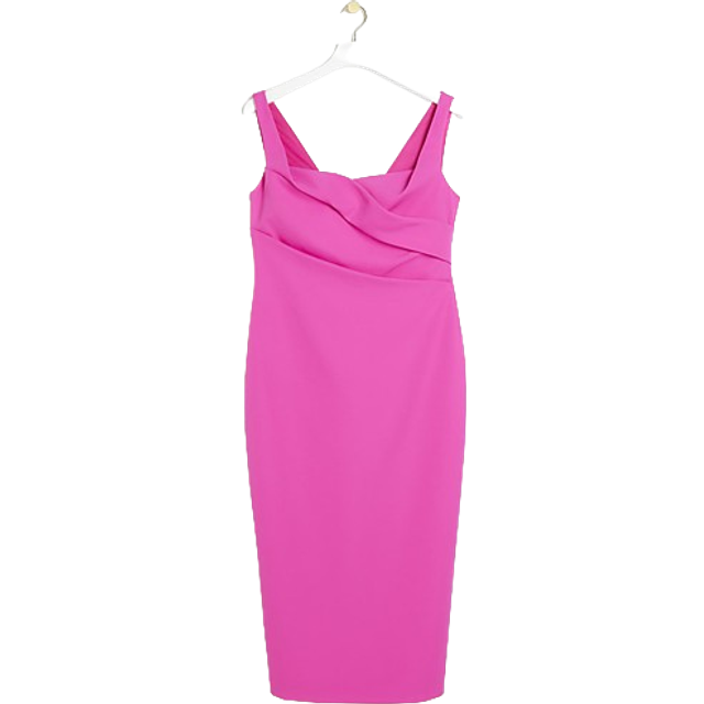River Island Womens Pink Ruched Open Back Bodycon Midi Dress - 10