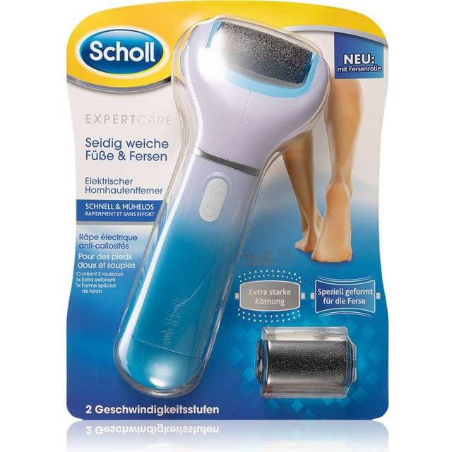 Scholl Velvet Smooth elektrisk fotfil med exfolierande påfyllningsförpackning, blå