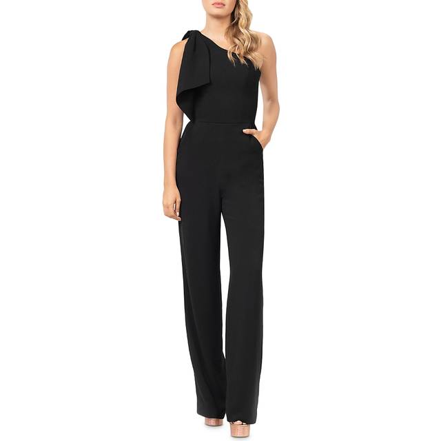 Tiffany Asymmetrical Wide Leg Jumpsuit Plain - Black
