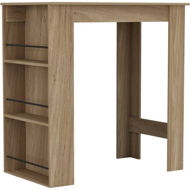 (  Oak) 3 Tier Dining Bar Coffee Kitchen Island Table Open Storage Shelves Living Room