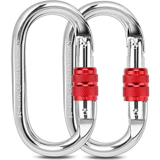 Climbing Carabiners Locking Carabiner Clip OShaped 25KN Rock Climbing Carabiner Hook with Screwgate for Climbing Rappelling Hammocks Dog Leash Water