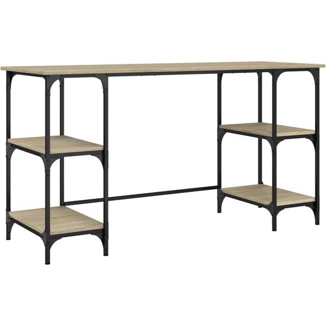vidaXL Desk Grey Sonoma 140x50x75 cm Metal and Engineered Wood - Grey sonoma