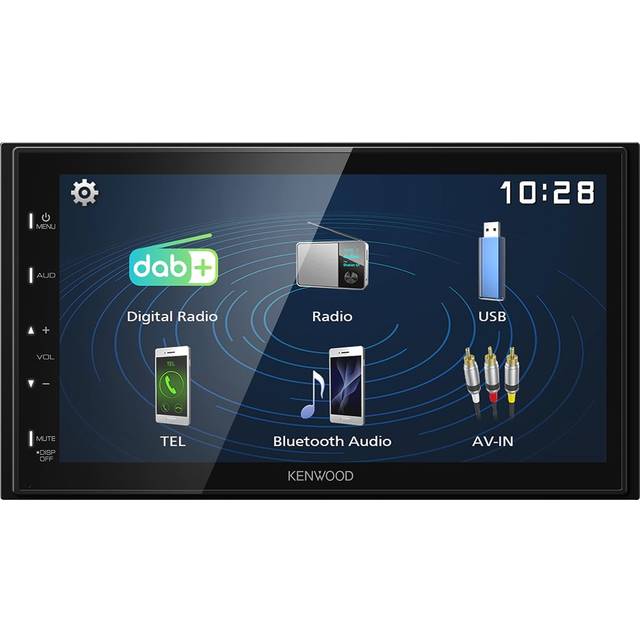Kenwood DMX129DAB Bilmediaspelare Dubbel-DIN Bluetooth, DAB+ Tuner, Anslutning för backkamera, Anslutning för rattfjärrkontroll