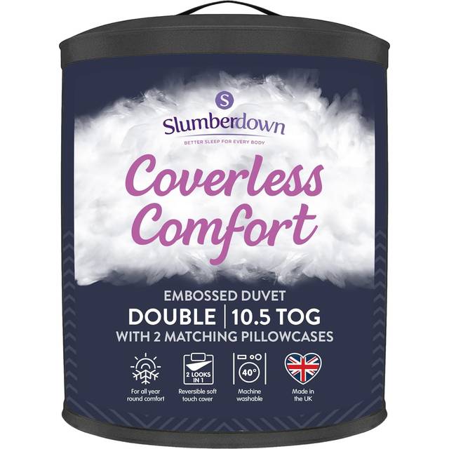 Slumberdown Coverless Duvet Embossed Herringbone Navy, 10.5 Tog, Single - Navy Blue - Double