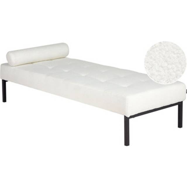 Stylish Chaise Longue Living Room Bedroom Metal Legs Boucle White Chinon