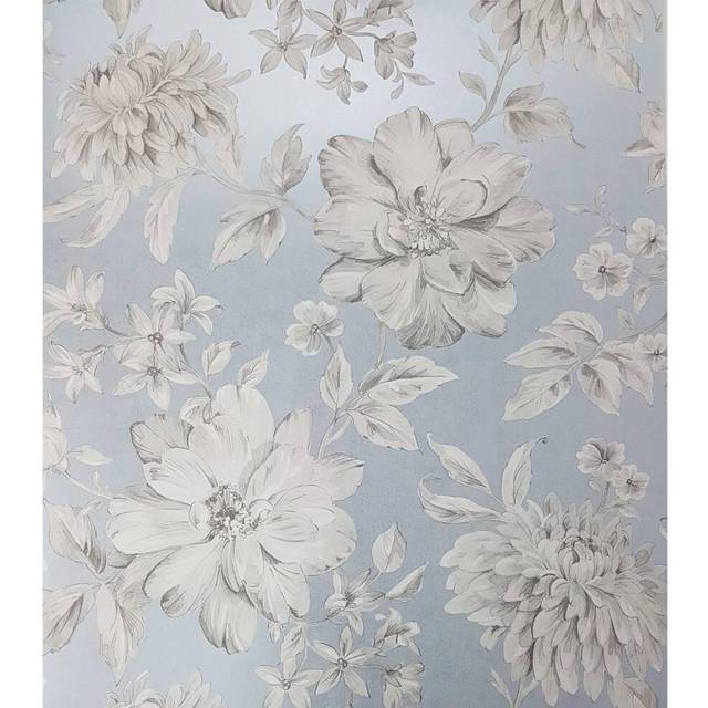 Fine Decor Crown Lucia Floral Blue Wallpaper