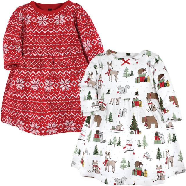 Hudson Baby Girls' Cotton Dresses  Christmas Forest  12-18 Months