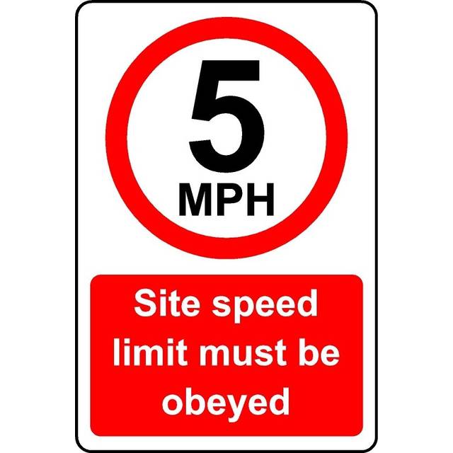 5mph site speed limit must be obeyed safety sign - 1mm Plastic sign - 400mm x 300mm