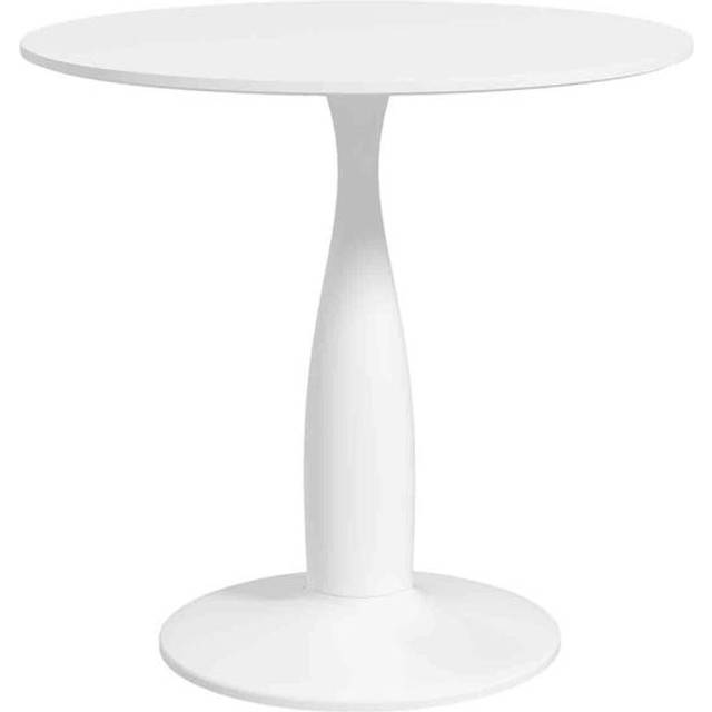 HOMCOM HOMCOM Round Dining Table For 2, Modern Kitchen Table With Steel Base, Non-Slip Foot Pad For Living Room, Dining Room, White