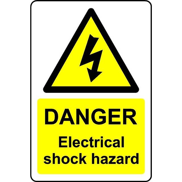 Danger electrical shock hazard safety sign - 3mm Aluminium sign - 400mm x 300mm