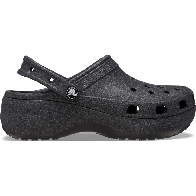 Croc – Svarta, klassiska tofflor med glitter och platå-Svart/a