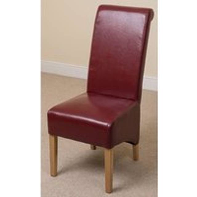 (Leather, Red) Montana Dining Chair | Scroll Back Dining Chair