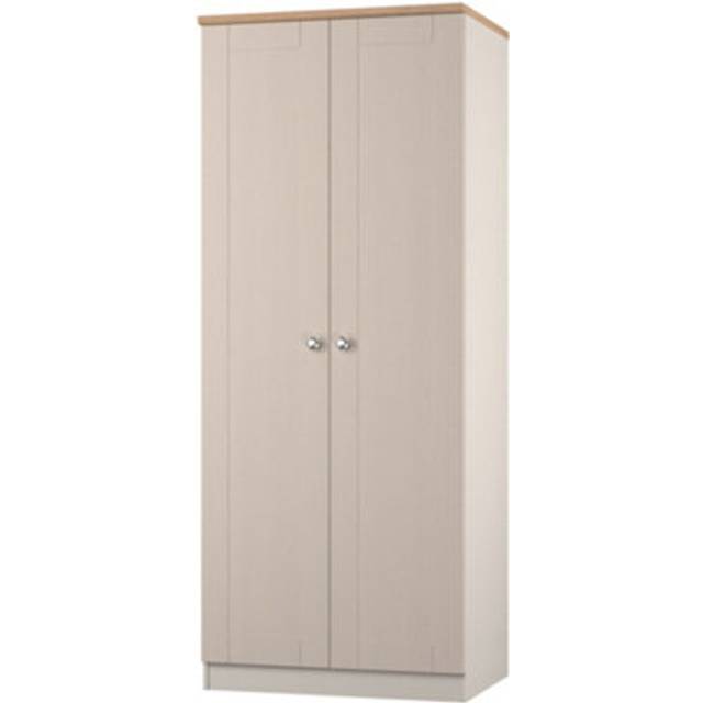 Sussex Tall Wardrobe Off-white & Light Oak 1 Shelf 74cm