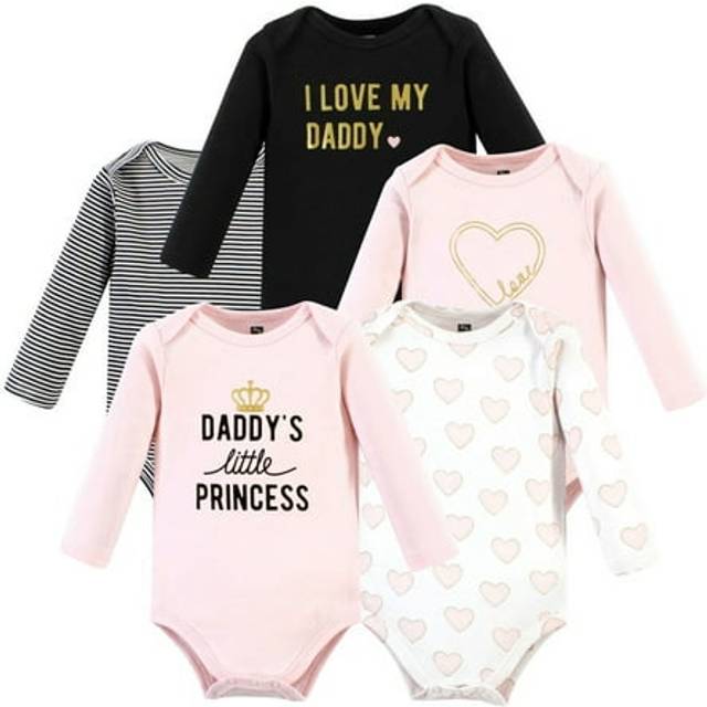 Hudson Baby Unisex Baby Cotton Long-Sleeve Bodysuits  Daddys Little Princess 5-Pack  Preemie