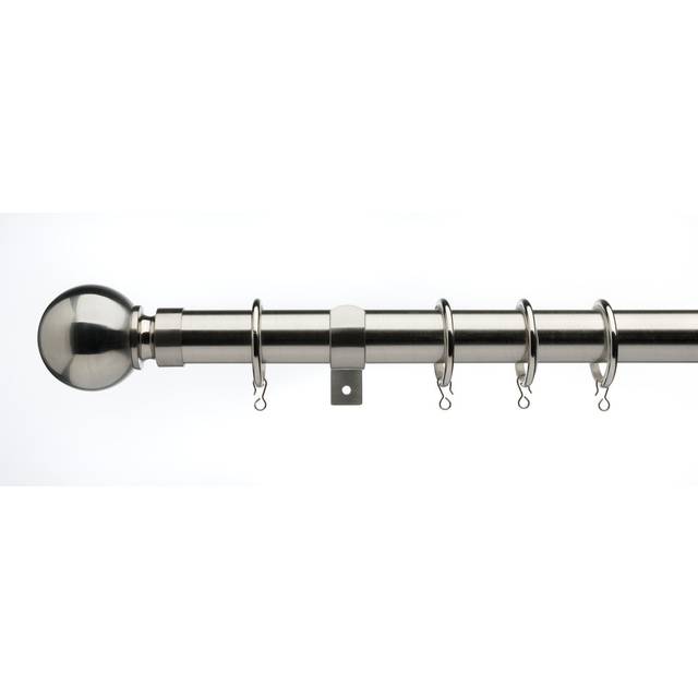 Devontee 2.8cm Bay Window Single Curtain Rod - Satin Steel (2.8cm H x 500cm W x 2.8cm D)