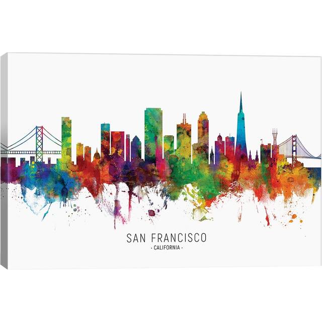 'San Francisco California Skyline' Painting Print on Wrapped Canvas (152.5 cm H x 101.5 cm W)