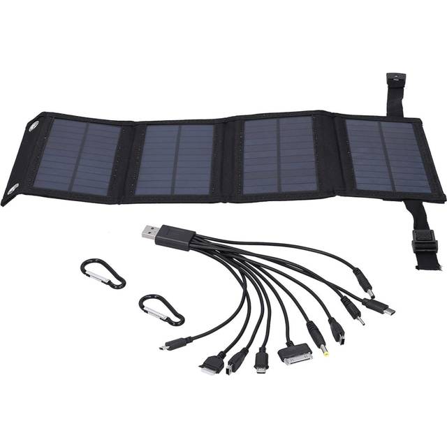 10w Solar Panel Portable Folding Solar Power Module Board For Travel Camping Black