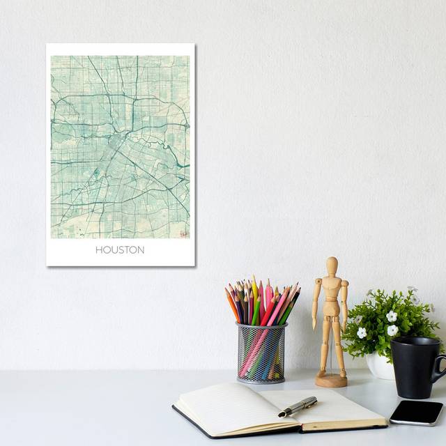 Houston Vintage Urban Blueprint Map by Hubert Roguski - Wrapped Canvas Graphic Art (20.32 cm H x 30.48 cm W)