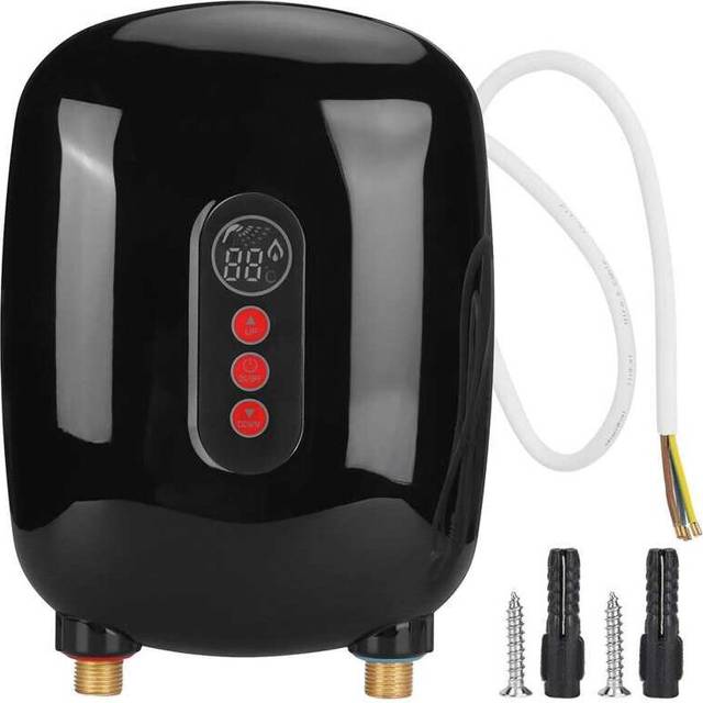(Black) 6500W Electric Instant Tankless Water Heater LCD