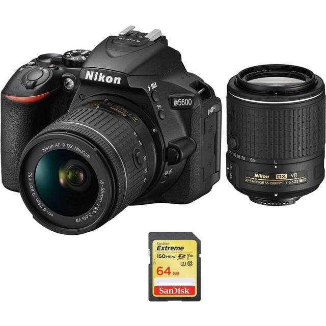 NIKON D5600+AF-P 18-55MM+AF-S 55-200MM+SanDisk Extreme 64G SD