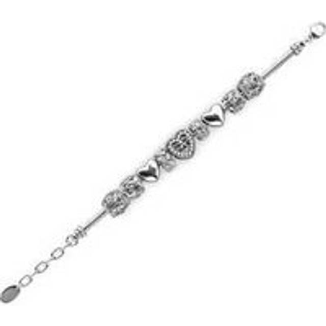 Heart-To-Heart Swarovski Charm Bracelet | Wowcher - Silver