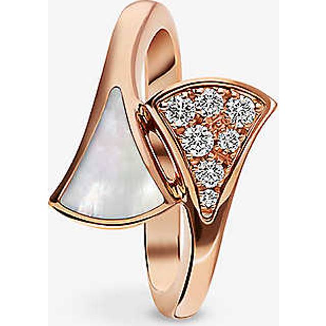 Bvlgari Womens Rose Gold Divas Dream Small 18ct Rose-gold, Mother-of-pearl and Diamond Ring 55mm - ROSE GOLD