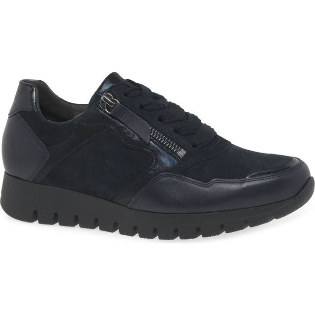 Gabor Willet Womens Trainers Colour: Dark Blue Suede/Patent, Size: 6